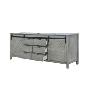 English Elm Ash Grey Double Bath Vanity - 84" W Modern Design With Ample Storage & Soft-Close Drawers B2731P260091