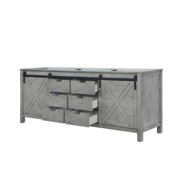 English Elm Ash Grey Double Bath Vanity - 84" W Modern Design With Ample Storage & Soft-Close Drawers B2731P260091