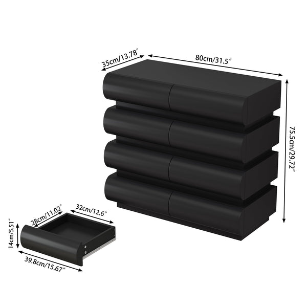 English Elm 8 Modern 8-Drawer Dresser for Bedroom with Handle-Free Design, Spacious Chest for Organized Living Black W757P235733