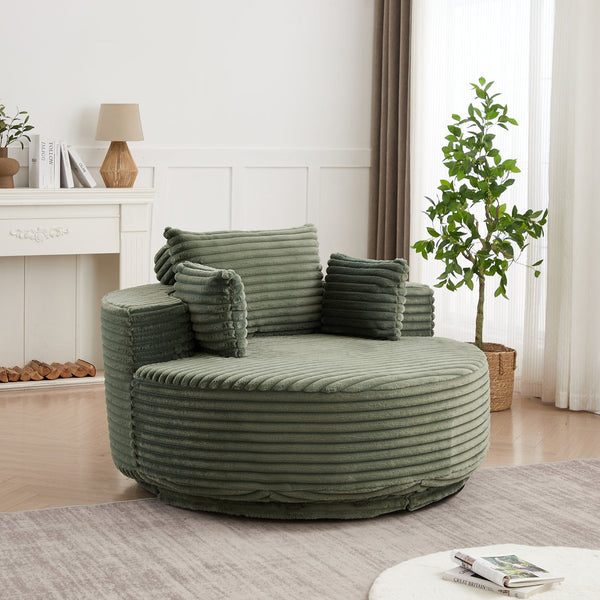English Elm 55''l 55'l Chenille Foam Swivel Lounge Chair Plush 360 Rotation Modern Seating for Any Room W834S00594