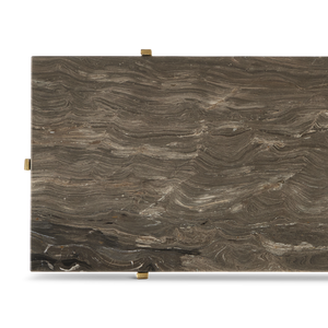 Flying Gold Marble Side Table - Industrial Chic Accent Table with Cappuccino Stone & Gold Iron Base