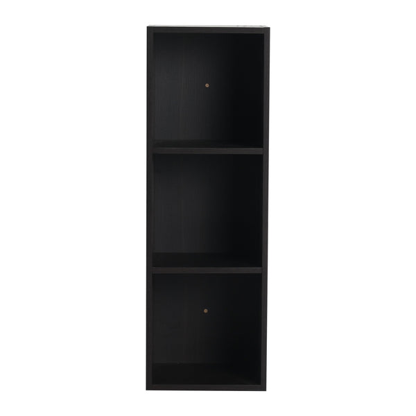English Elm 12 Inch Wall Mounted Open Shelf Tower Dark Oak Finish for Bathroom or Study W1972P457978