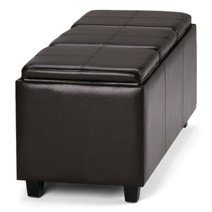 English Elm Avalon Storage Ottoman - Tanners Brown Faux Leather With Trays, Stylish Accent For Any Space B136P159779