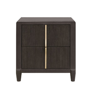 West End Loft 2-Drawer Nightstand with USB-C Outlets Brown with Tuxedo Finish P361140 Pulaski Furniture