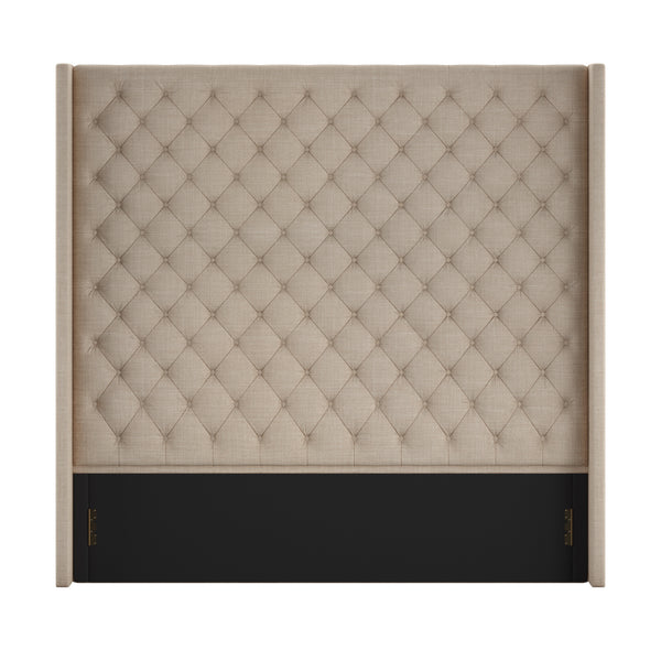 Homelegance By Top-Line Thorin Wingback Button Tufted Linen Fabric Headboard Beige Linen