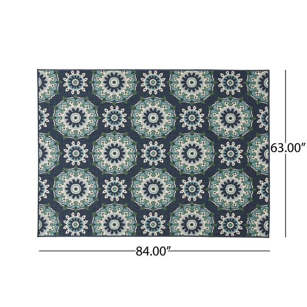 English Elm Christopher Knight Home® - MERIDIAN Navy 5'3" x 7' Machine-Woven Polypropylene Rug, Loop Pile, Durable Backing, Indoor/Outdoor 65858.00