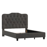 Homelegance By Top-Line Cosette Adjustable Diamond Tufted Camelback Bed Black Linen