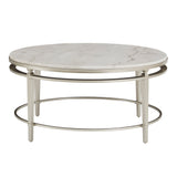 Homelegance By Top-Line Organa Champagne Silver Finish Marble Top Table Champagne Silver Marble