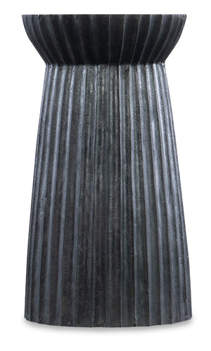 Hooker Furniture Commerce Sculptural Galway Spot Table — 12" Round Mango Wood End Table, Scalloped Pedestal, Black Finish 7228-50702-99