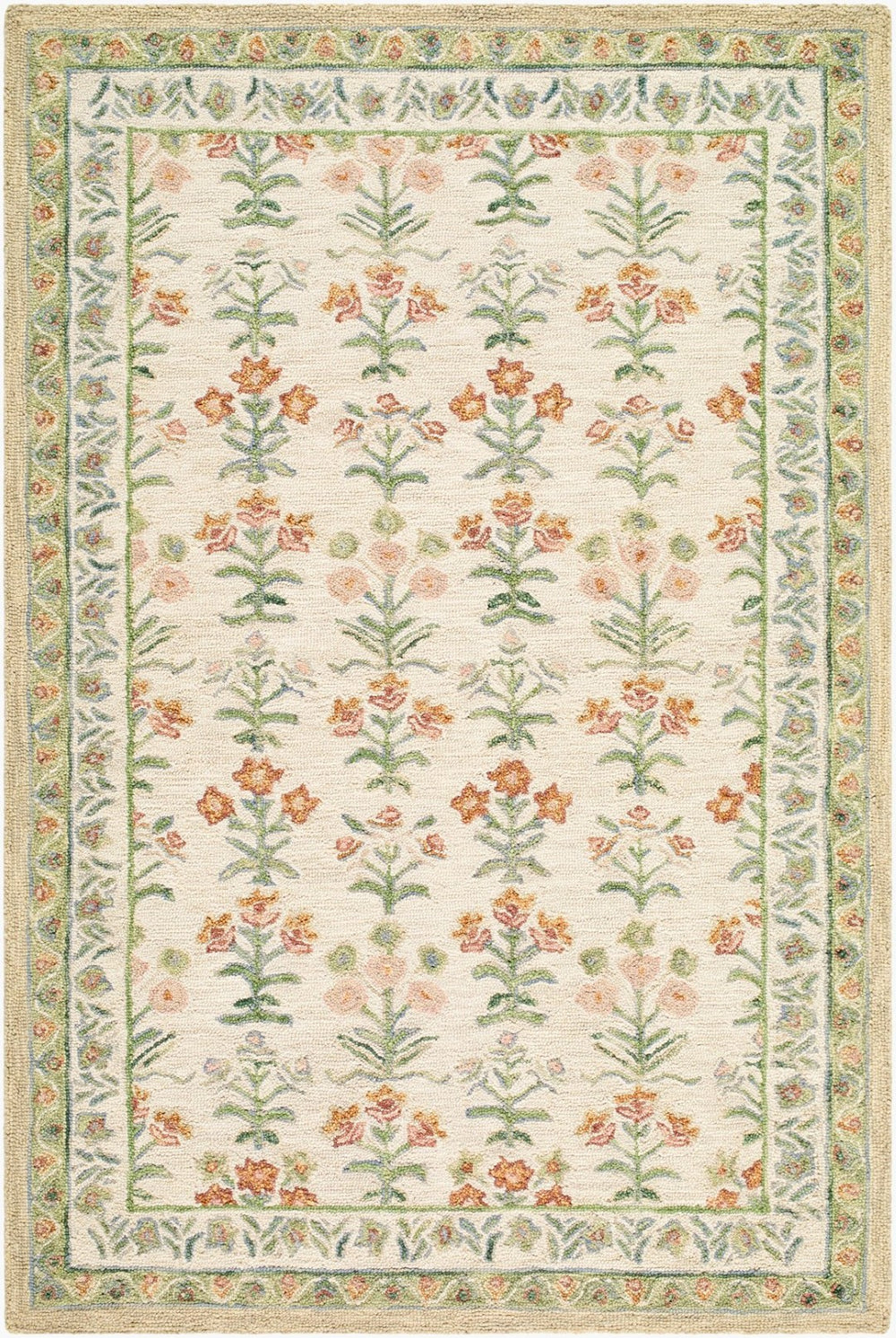 Livabliss Fairfax Handtufted Wool Accent Rug Bohemian Global Motifs for Entryway or Bedroom Ivory, Sage 5' x 7'6" FFX2300-576