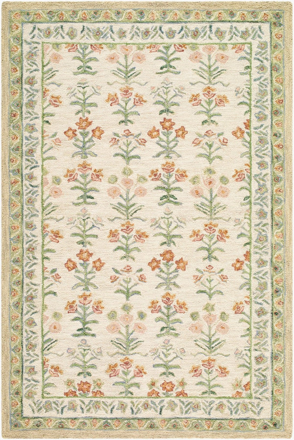 Livabliss Fairfax Handtufted Wool Accent Rug Bohemian Global Motifs for Entryway or Bedroom Ivory, Sage 5' x 7'6" FFX2300-576