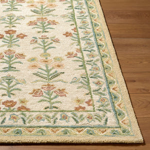 Livabliss Fairfax Handtufted Wool Accent Rug Bohemian Global Motifs for Entryway or Bedroom Ivory, Sage 5' x 7'6" FFX2300-576