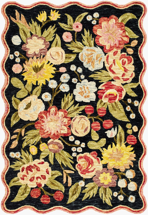 Livabliss Fairfax Hand Tufted Wool Accent Rug Bohemian Geometric Pattern for Entryway or Bedroom Charcoal, Rose 2' x 3' FFX2309-23