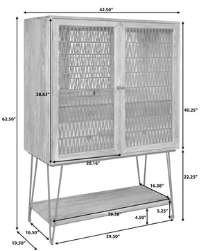 2-Door Bar Cabinet with Storage Drawers Natural with Rich Brown finish P301673 Pulaski Furniture