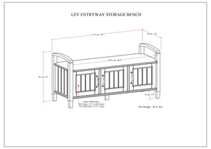 English Elm Lev Smoky Brown Entryway Storage Bench with 3 Doors, Spacious Seat for 2, Solid Wood, Grooved Detail B136P158817