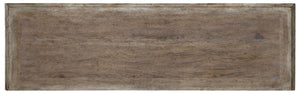 Hooker Furniture Melange Intricately Carved Two-Door Console With Driftwood Whitewash, Aged Silver Pull, Storage 90" 5701-85002