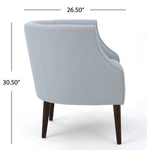 English Elm Club Chair Barrel Silhouette Button Tufted Fabric Accent Seat with Tapered Birch Legs 60007.00LSKY