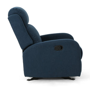 English Elm Christopher Knight Home® - 25" Plush Waterfall Backrest Manual Rocker Recliner with Curved Arms and Smooth Lever Recline Navy Blue 62805.00