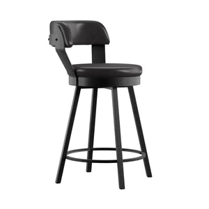 Homelegance By Top-Line Amir Faux Leather Metal Swivel 25" Counter Height Stools (Set of 2) Black Metal