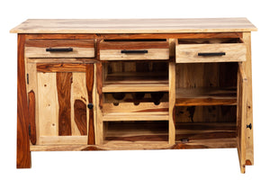Porter Designs Kalispell Solid Sheesham Wood Bar Sideboard - Artisan Craftsmanship & Timeless Style Natural Wood 07-196-06-2419