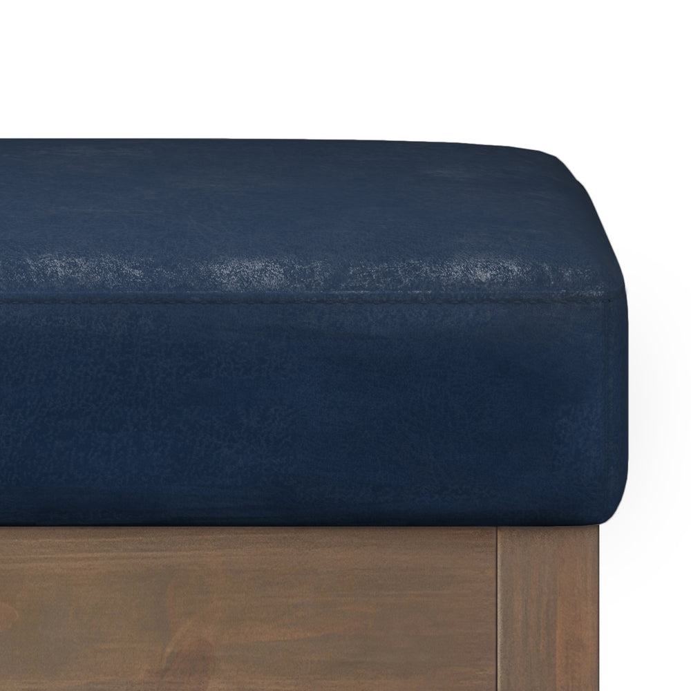 English Elm Milltown Contemporary Distressed Dark Blue Footstool Ottoman - Versatile Accent Bench For Any Space B136P159086