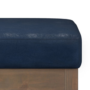 English Elm Milltown Contemporary Distressed Dark Blue Footstool Ottoman - Versatile Accent Bench For Any Space B136P159086