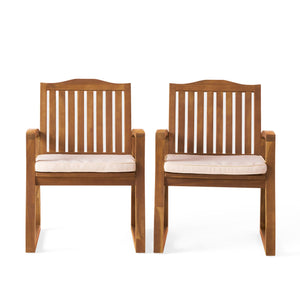 English Elm Christopher Knight Home® - DELLA Wood KD Armchair Set of 2 — Cream Acacia Outdoor Dining Chairs, Weather & Rust Resistant Comfort 57217.00ACA