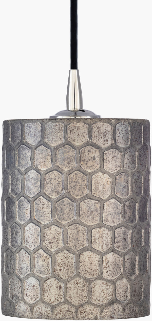 Surya Finnegan 6"L X 6"W X 8"H Pendant Light - Modern Glass & Metal Design For Stylish Home Décor Upgrade Fixture, Metallic ,Silver Glass,Iron Fgn-001