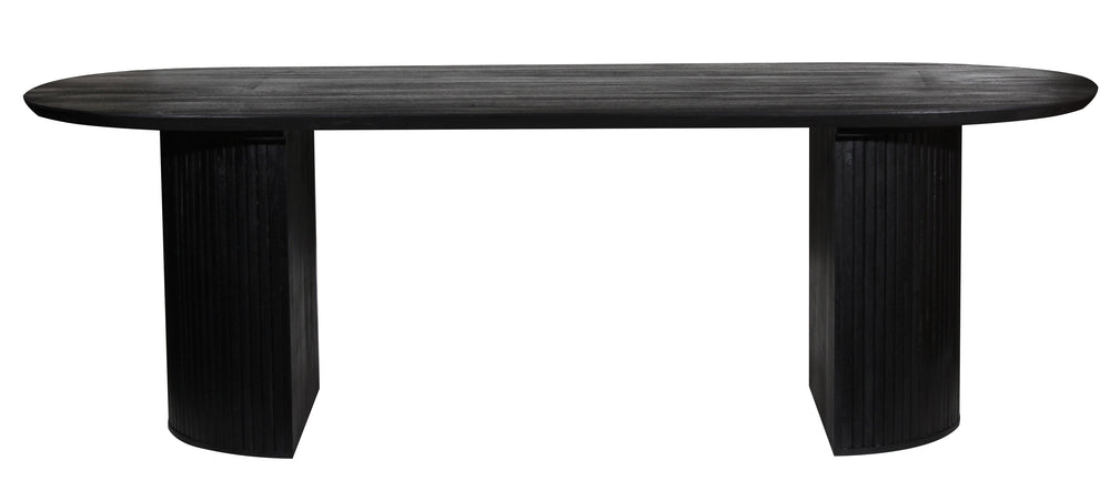 Porter Designs Porter Coburg Modern Solid Wood Dining Table With Unique Fluted Base, Sleek Black Oval Top Black Wood 07-108-01d-6889-kit