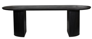 Porter Designs Porter Coburg Modern Solid Wood Dining Table With Unique Fluted Base, Sleek Black Oval Top Black Wood 07-108-01d-6889-kit