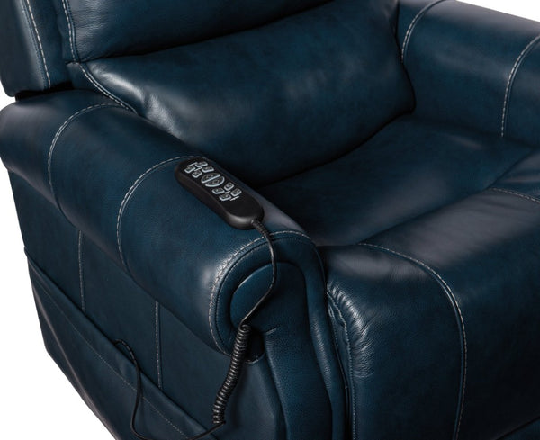 Hooker Furniture Eisley Power Recliner In Sorrento Night Seas Leather With Motorized Headrest, Lumbar & Lift Support Dark Blue RC602-PHLL4-049
