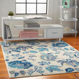 Nourison Tranquil TRA02 Machine Made Power-loomed No Border Indoor Only Farmhouse Vintage Rug Ivory,Light Blue, Blue and White 100% Polypropylene 99446483706