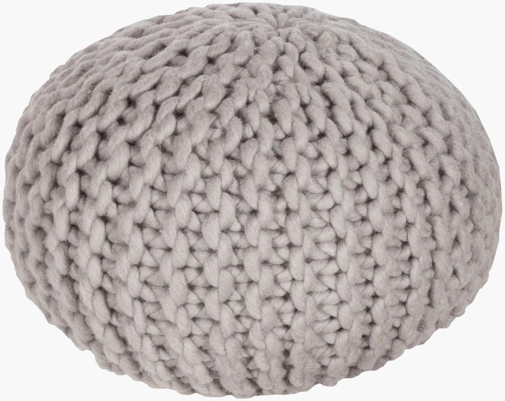 Livabliss Fargo Chunky Knit Wool Pouf Handcrafted Round Ottoman for Bohemian Living Spaces FGPF-007