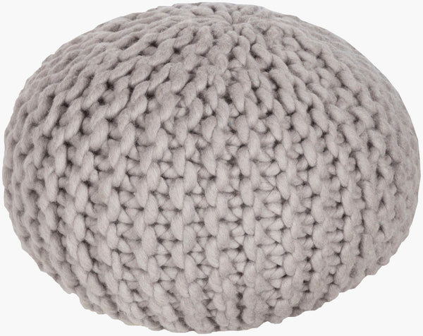 Livabliss Fargo Chunky Knit Wool Pouf Handcrafted Round Ottoman for Bohemian Living Spaces FGPF-007
