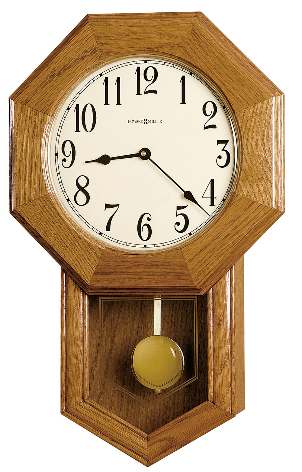Hekman Furniture 625242 Elliott Wall Clock - Geometric Chiming Timepiece With Pendulum, Golden Oak Finish & Retro Charm Golden Oak Elliott Wall Clock 625242
