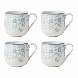 Lenox Butterfly Meadow Cottage Mugs, Set of 4 Multi, BLUE PORCELAIN 894279