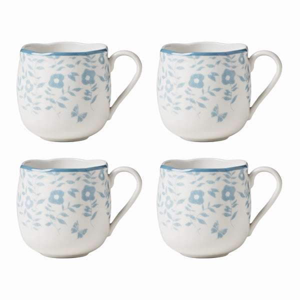 Lenox Butterfly Meadow Cottage Mugs, Set of 4 Multi, BLUE PORCELAIN 894279