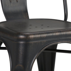 English Elm Fletcher - Industrial Metal Dining Side Chair Set Of 2 - Distressed Black & Copper Finish Style B136P158660