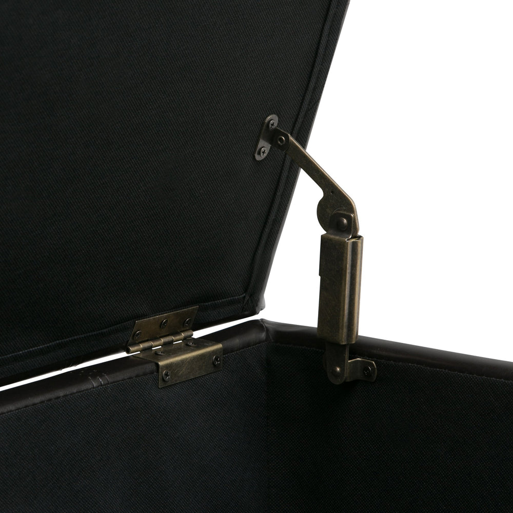 English Elm Dover Storage Ottoman Bench - Tanners Brown Faux Leather With Child-Safe Hinge For Stylish Storage B136P158204