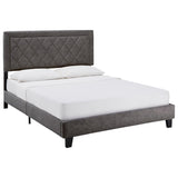 Homelegance By Top-Line Terrell Black Finish Frame with Velvet Fabric Platform Bed Grey Velvet