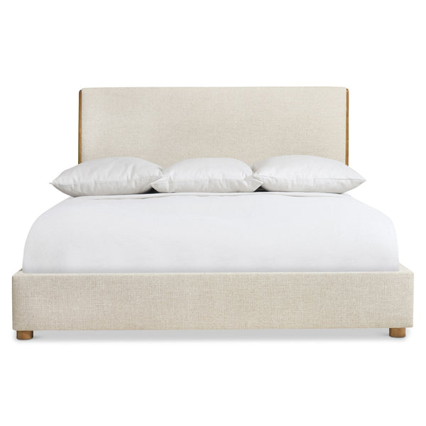 Bernhardt Bernhardt Brasea Upholstered Panel Bed Mahogany Wood Posts Modern Retro Bedroom King K2298