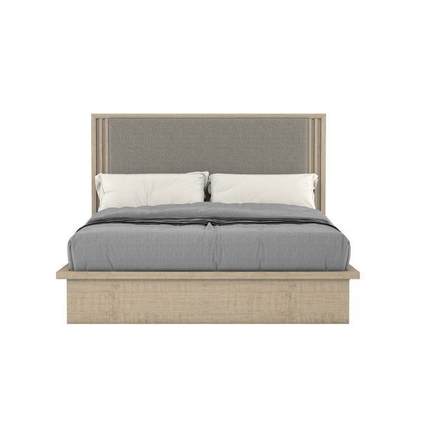 A.R.T. Furniture North Side King Panel Bed - Modern Transitional Design With Upholstered Headboard & Platform Style Brown Parrawood Solids,Quarter Figured,Fiddle Ash Veneer,Foam,Fabric 269136-2556
