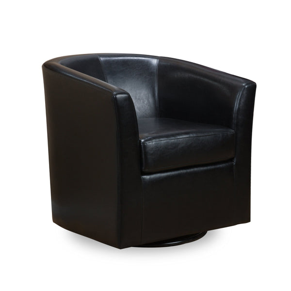 English Elm Swivel Barrel Club Chair Upholstered 360 Degree Base for Living Room Reading Nook Black 57685.00