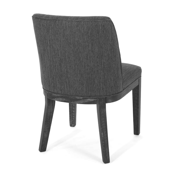 English Elm Dining Chair Set of 2 Solid Wood Textured Fabric Upholstered Farmhouse Modern Style 69408.00FCHAR