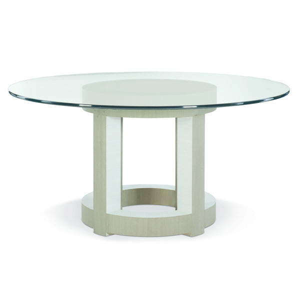 Bernhardt Bernhardt Axiom Round Dining Table With 60" Tempered Glass Top, Sculptural Circular Base, Seats 6 — Linear Gray Finish K1126