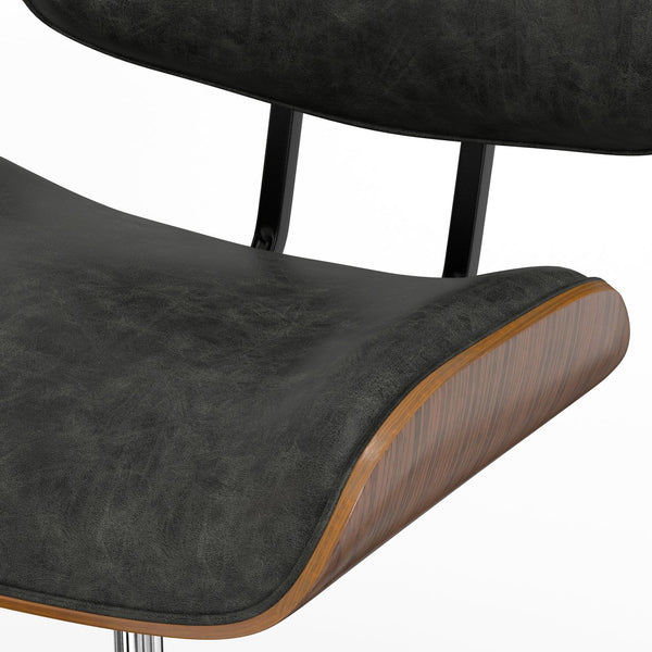 English Elm Dax Bentwood Office Chair with Tufted Vegan Faux Leather, Walnut Frame, Chrome Swivel Base Dark Gray B136P158583