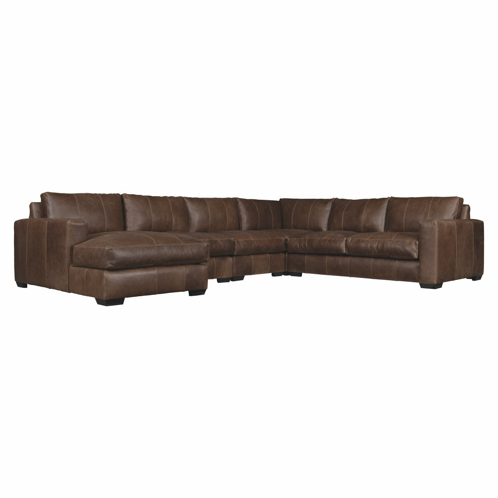 Bernhardt Bernhardt Top-Grain Leather Sectional Left Arm Chaise With Wide Track Arms Plush Cushions 107.5" K1784