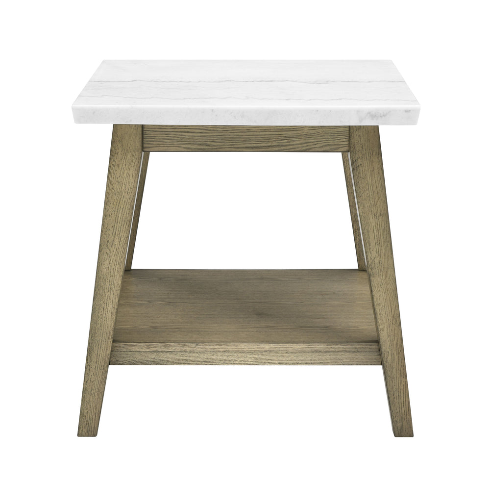 English Elm Steve Silver - Vida 3-Piece Occasional Table Set with White Marble Veneer Tops, Wood Frame, Casters, Brown Finish B081S00366