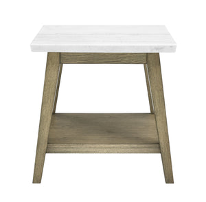 English Elm Steve Silver - Vida 3-Piece Occasional Table Set with White Marble Veneer Tops, Wood Frame, Casters, Brown Finish B081S00366