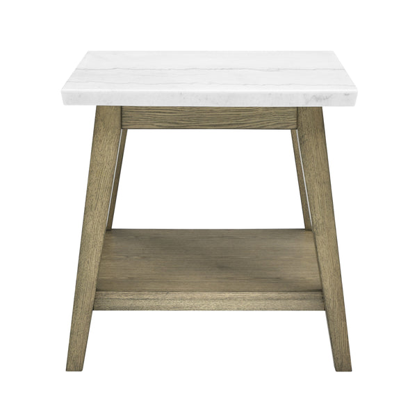 English Elm Steve Silver - Vida 3-Piece Occasional Table Set with White Marble Veneer Tops, Wood Frame, Casters, Brown Finish B081S00366